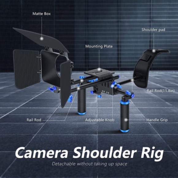 Neewer Universal Shoulder Camera Rig with Matte Box with Blue Accents - Picture 1 of 7